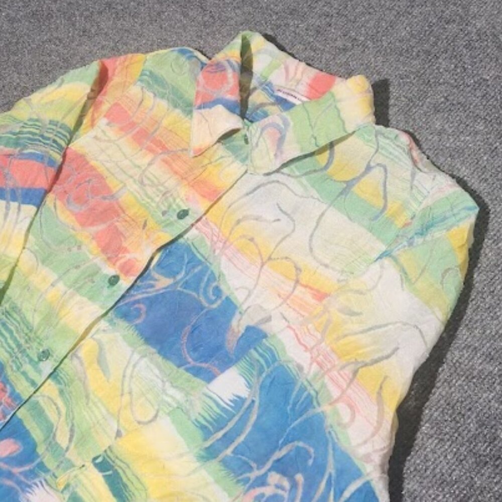 Allison Daley Button Down Semi-Sheer Blouse Size 10